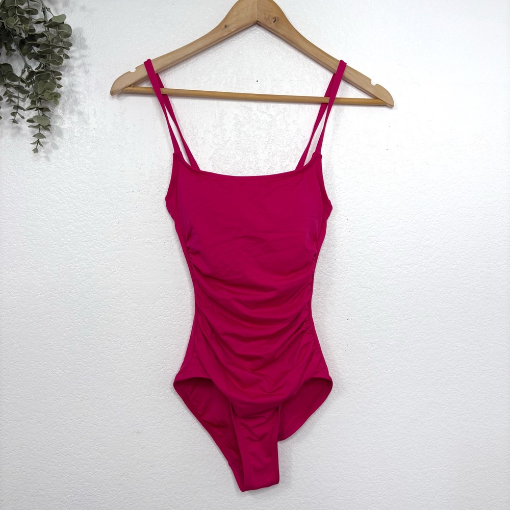 Shade‎ & Shore Pink One Piece Swimsuit Ruched  Adjustable Straps XS